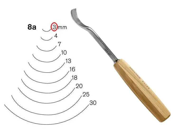 Gouge coudée série n°8 Pfeil Largeur