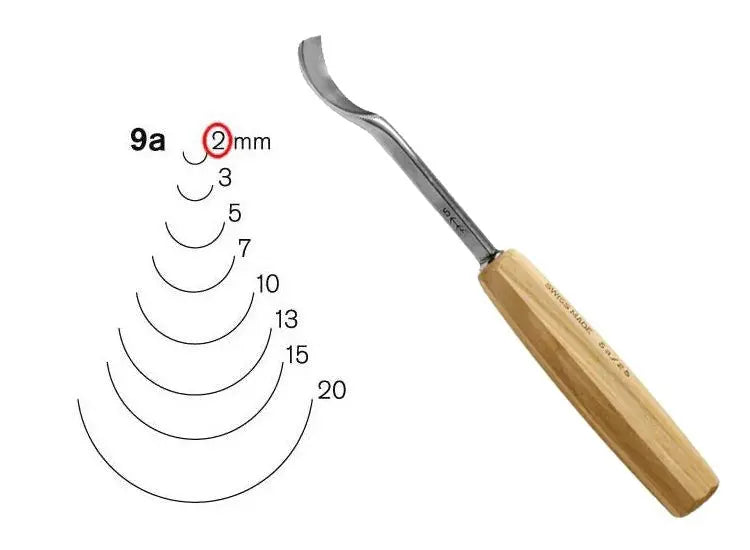 Gouge coudée série n°9 Pfeil Largeur