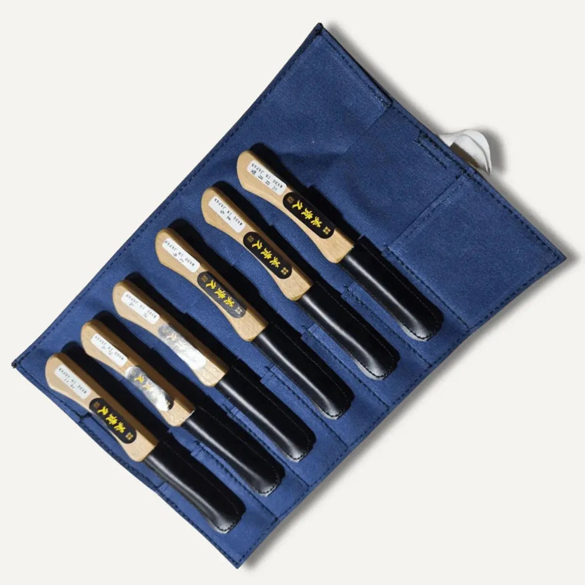 Set 6 couteaux à sculpter Mikikichan Blue papper steel - Gaignard Millon