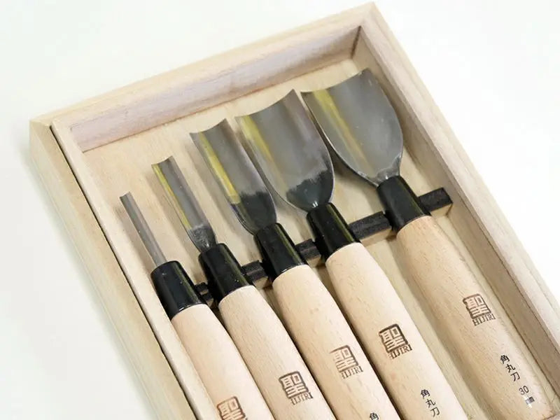 Gouges japonaises à parer et graver Michi Hamono - Coffret 5 outils Toolgarden