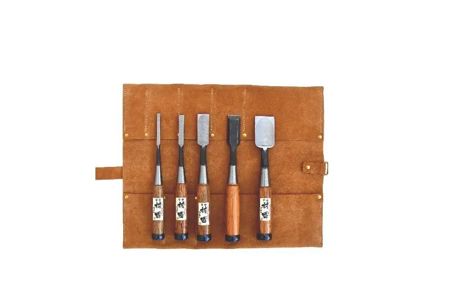 Set 6 ciseaux à bois japonais Oire Nomi en trousse cuir - Gaignard Millon